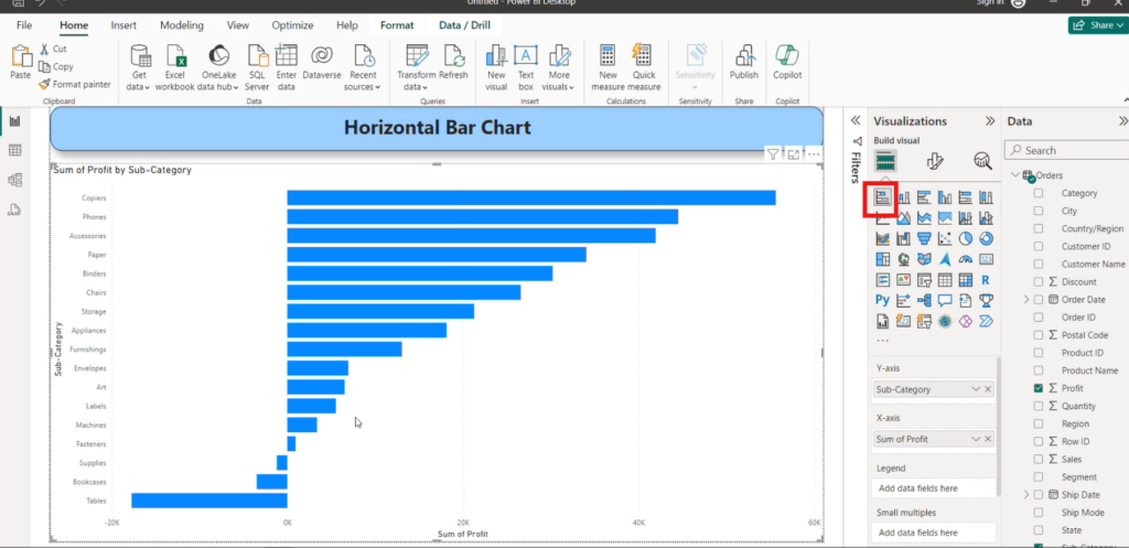 Power BI - Horizontal bar chart