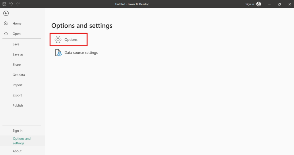Power BI - Options and Settings