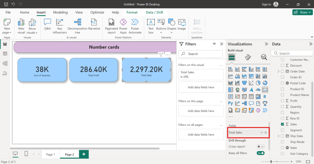 Power BI - Multiple Card Visuals