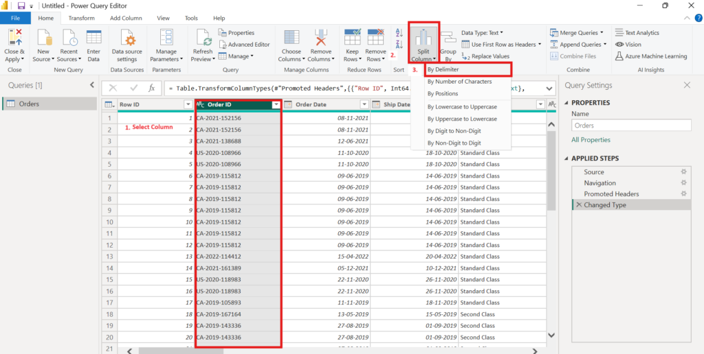 Power Query - Split Columns