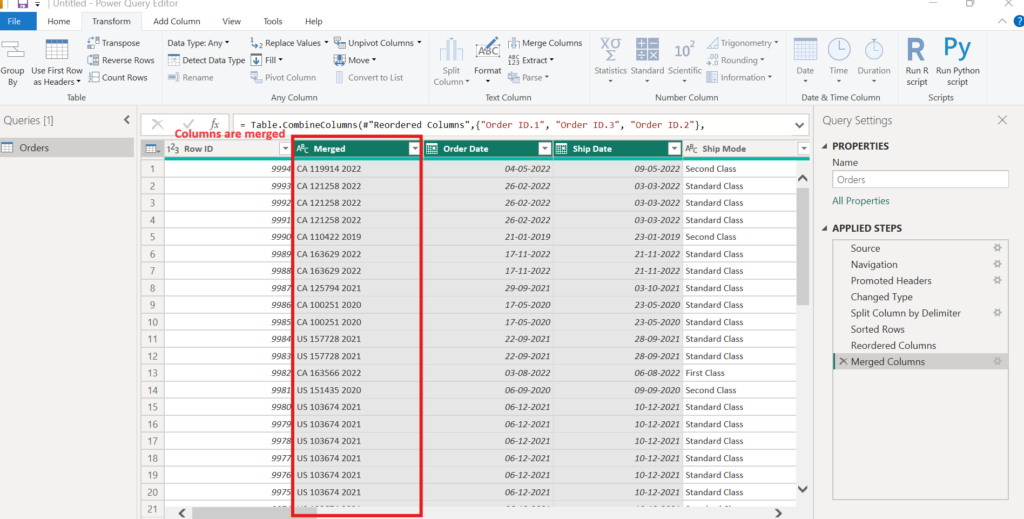 Power Query - Merged Column