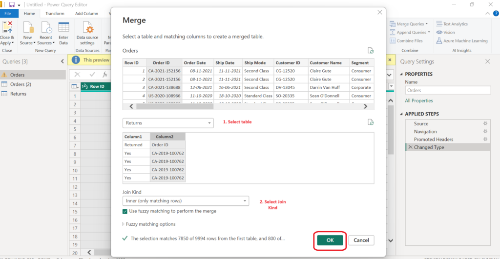 Power Query - Merge Options