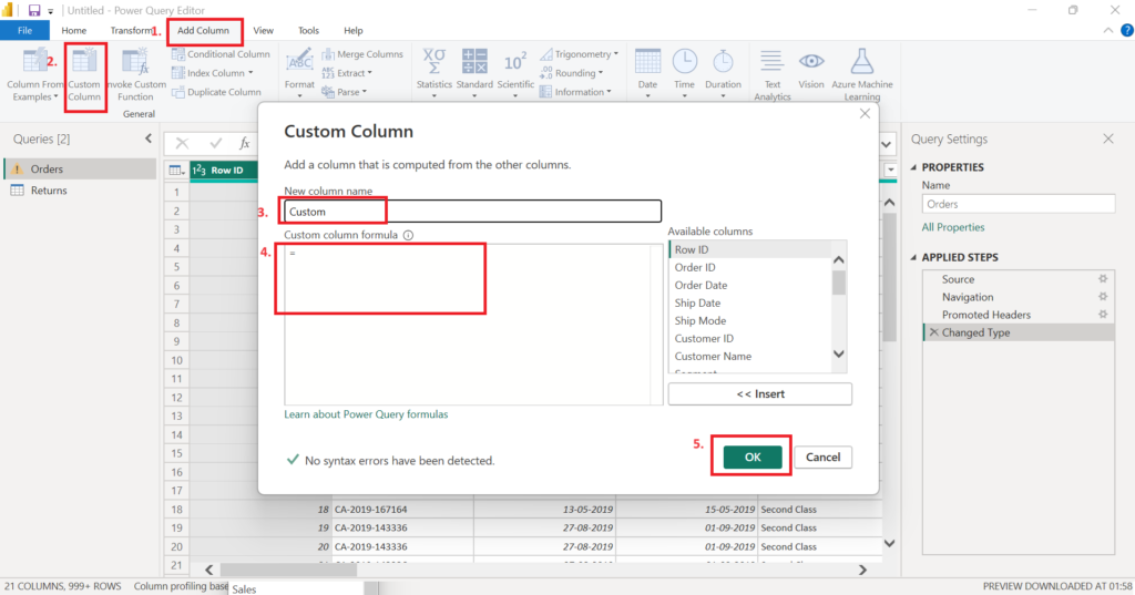 Power Query - Add Custom Column