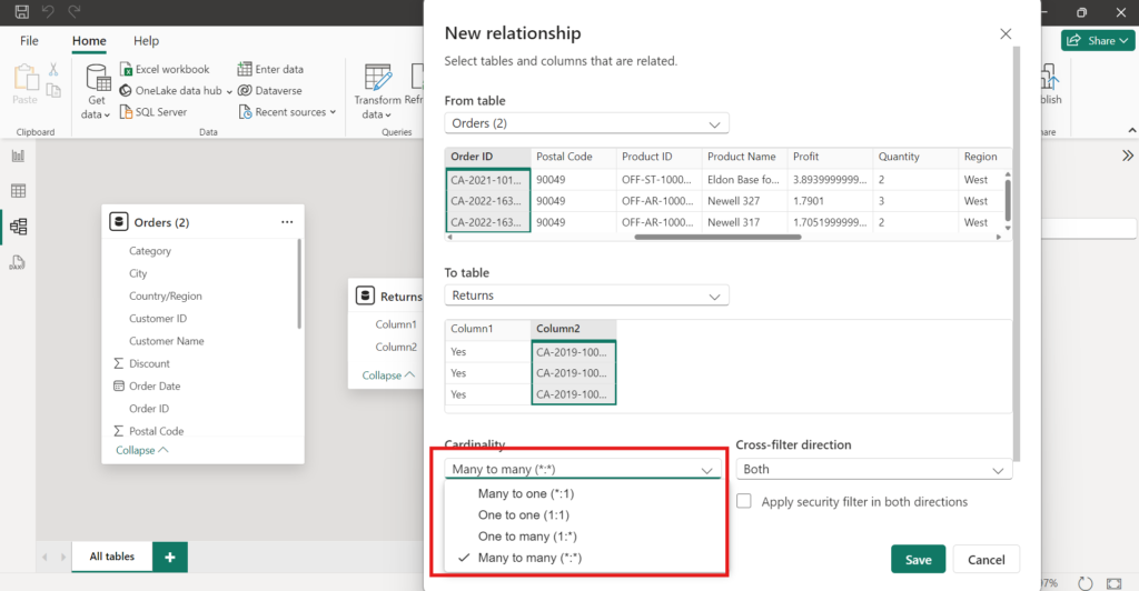 Power BI - Cardinality