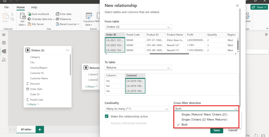 Power BI - Cross Filter Direction