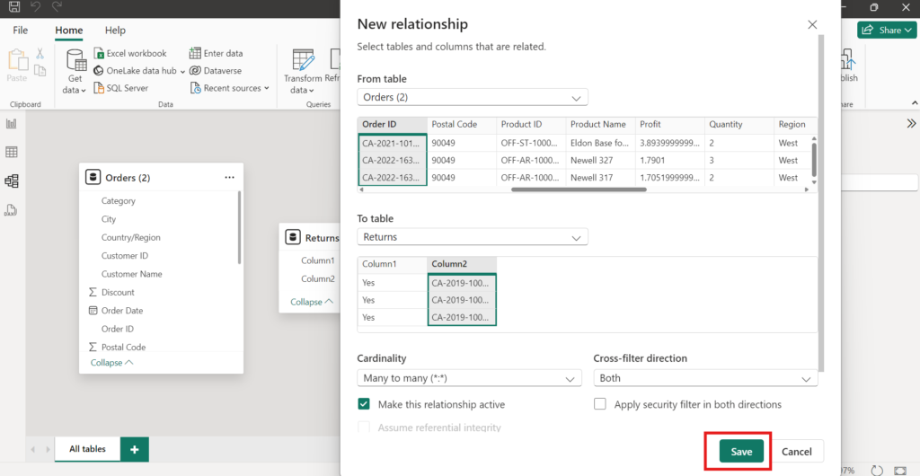 Power BI - Create Relationship