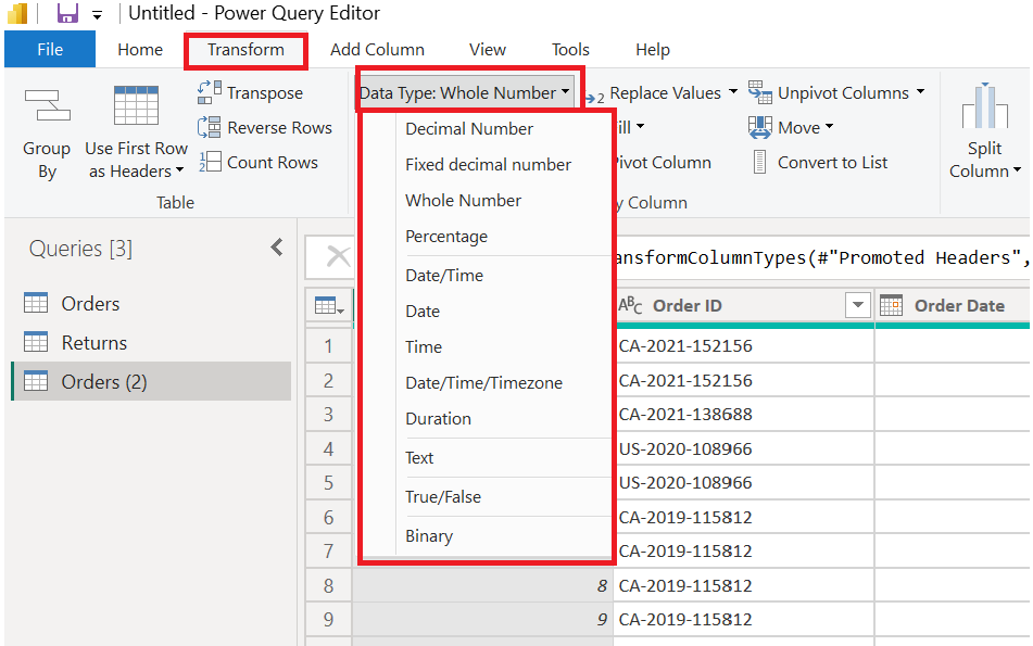 Datatypes in Power BI