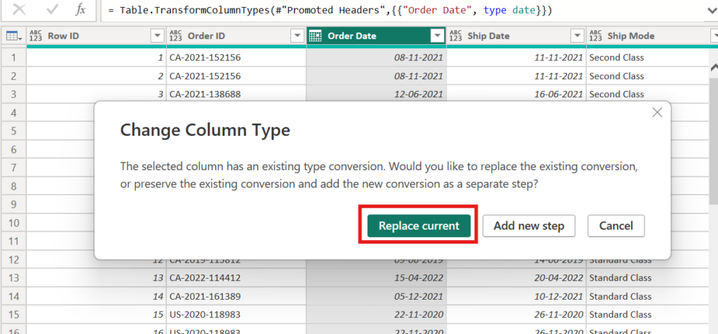 Power Query - Confirm change in column datatype