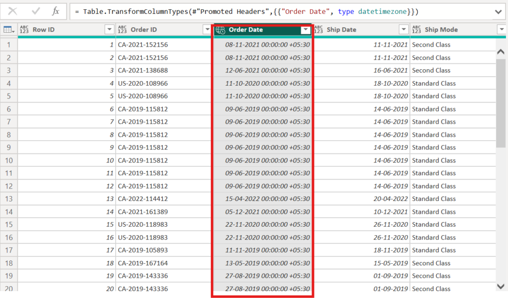 Power Query - Updated column datatype