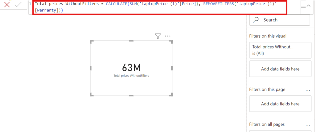 DAX - REMOVEFILTERS function