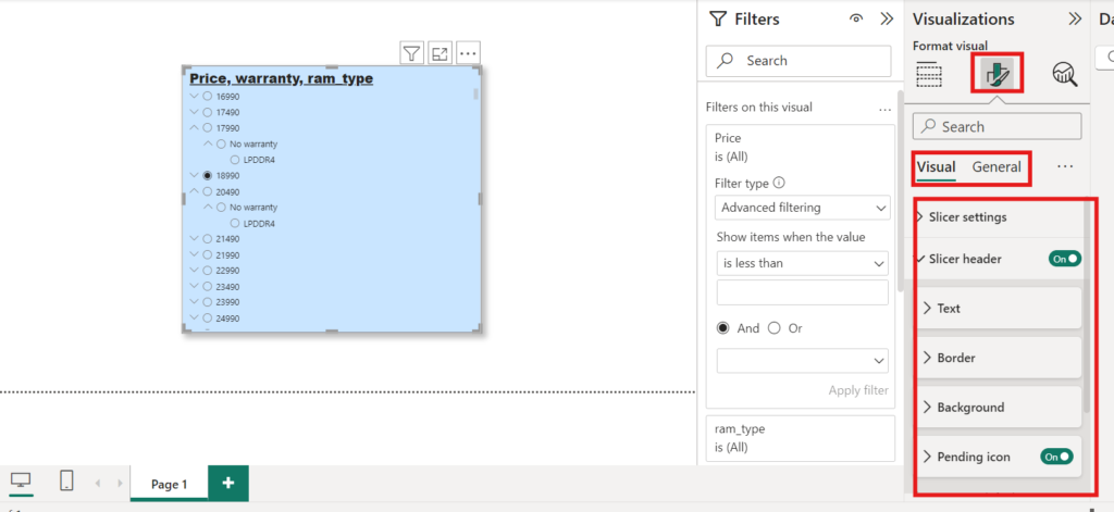 Power BI - Customization of Slicer