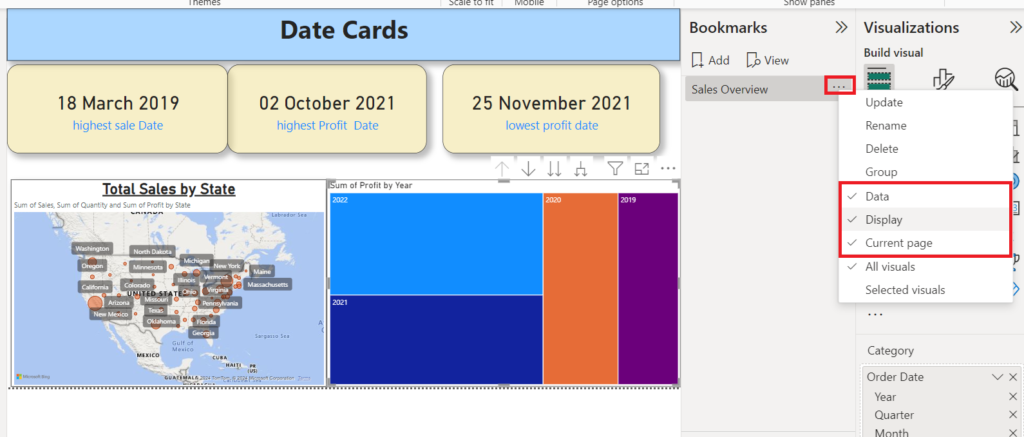 Power BI - Set Bookmark