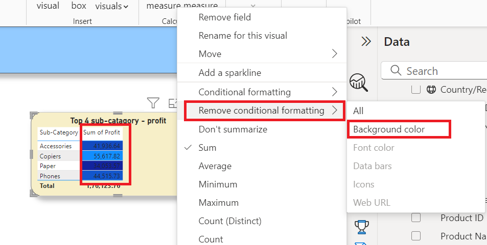 Power BI - Remove Conditional Formatting
