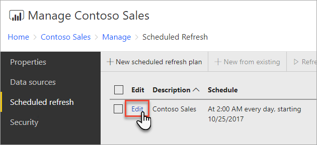 Power BI Service - Scheduled refresh page
