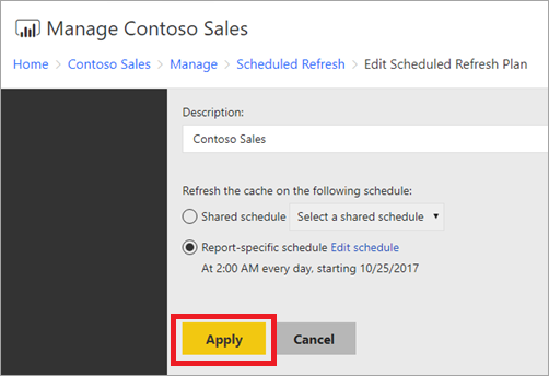 Power BI Service - Scheduled refresh page