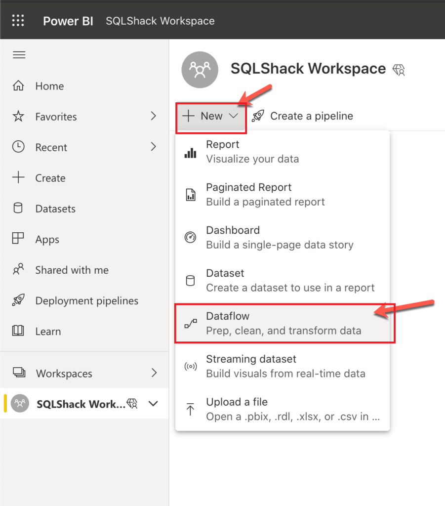 Power BI - Create Dataflows